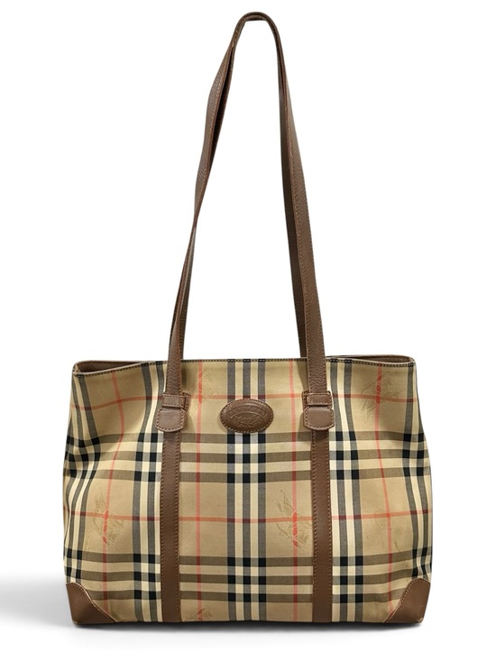 Burberry Handbags - Burberry Nova Check & Brown Leather Large Tote Bag